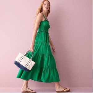 J.CREW KELLY GREEN SEVILLA TIERED RUFFLE MIDI DRESS SIZE XS, NWT